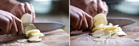 slicing for Potatoes Au Gratin
